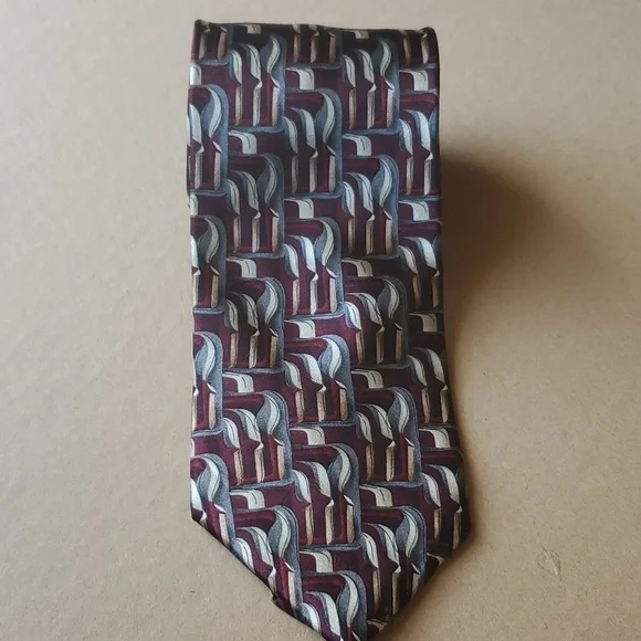 Beatles Birthday silk tie Apple Corp Llc. Maroon & Gray one size - Picture 3 of 8
